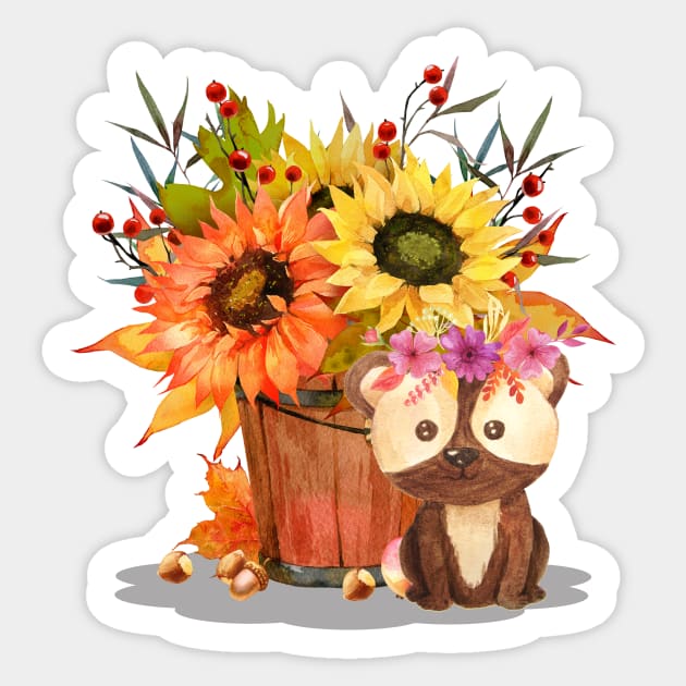 Little bear with a flower crown Sticker by Athikan